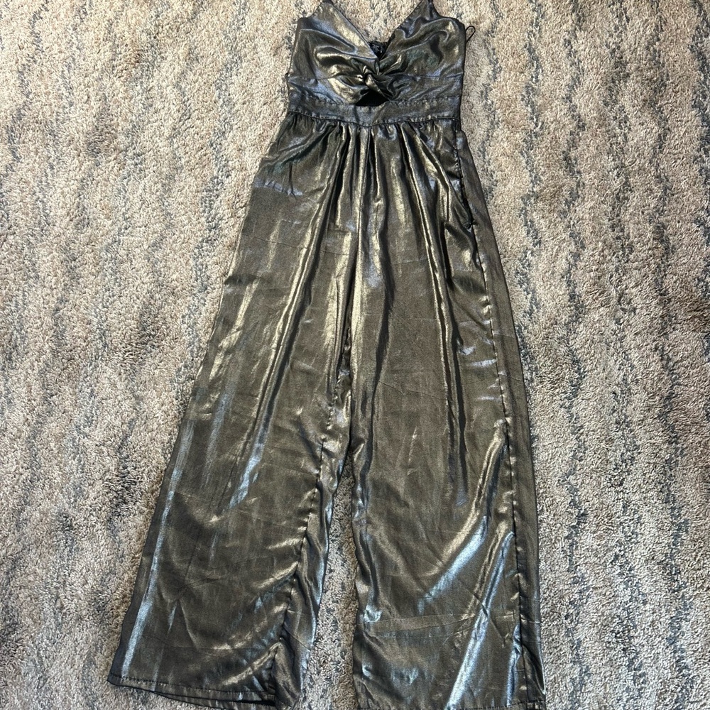 Angie Shimmering Silver Jumpsuit - Picture 2 of 9